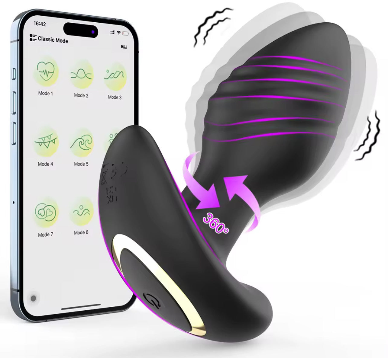 360 Rotation Bluetooth vibrating anal plug