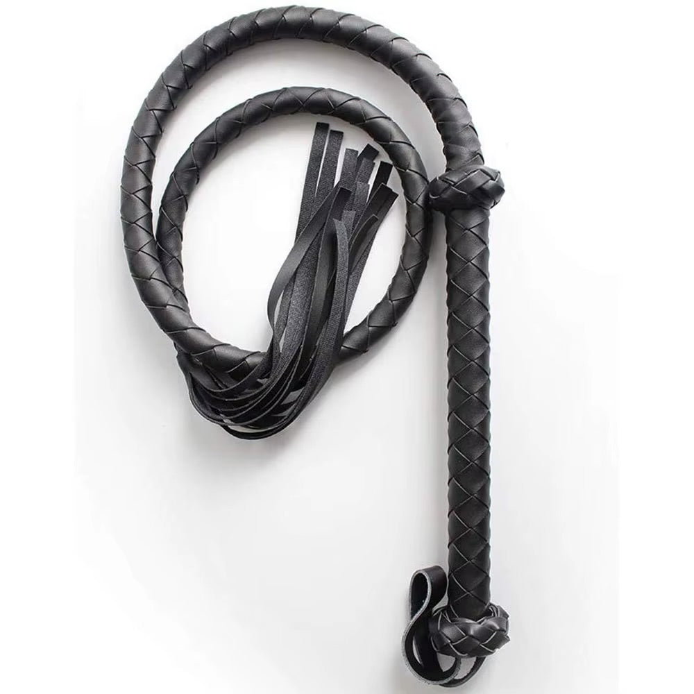 Black Leather 36Inches Sex Whip Flogger - #002