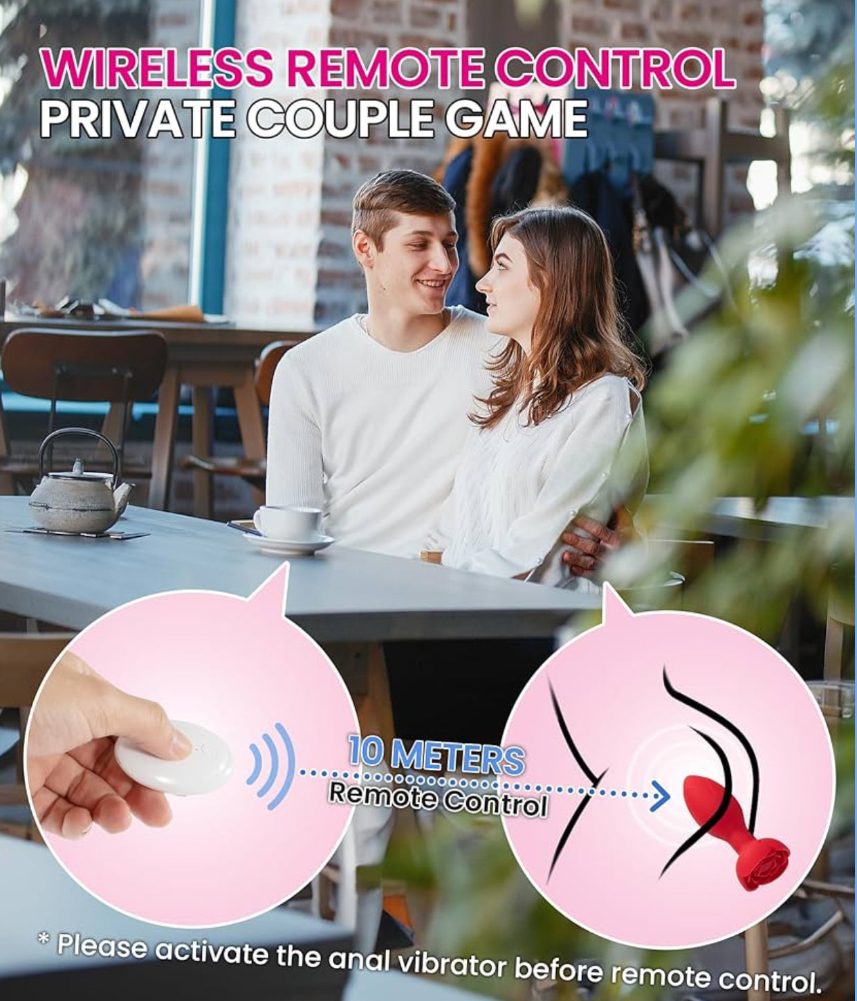 Rose Anal Butt Plug W/ Wireless Remote