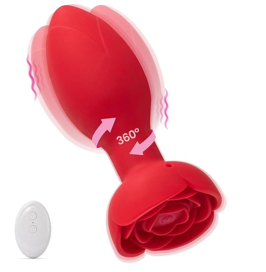 Rose Anal Butt Plug W/ Wireless Remote