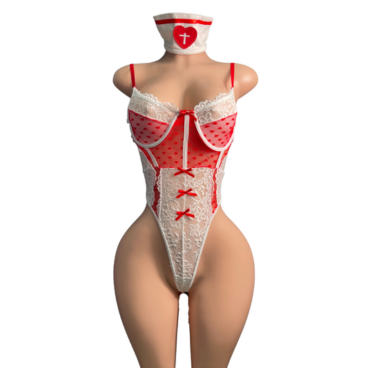 Sexy Fitted Nurse Bodysuit Lingerie Set #066