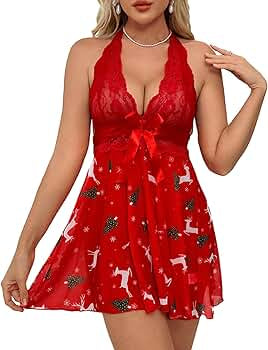 Red Christmas lingerie dress  - 045