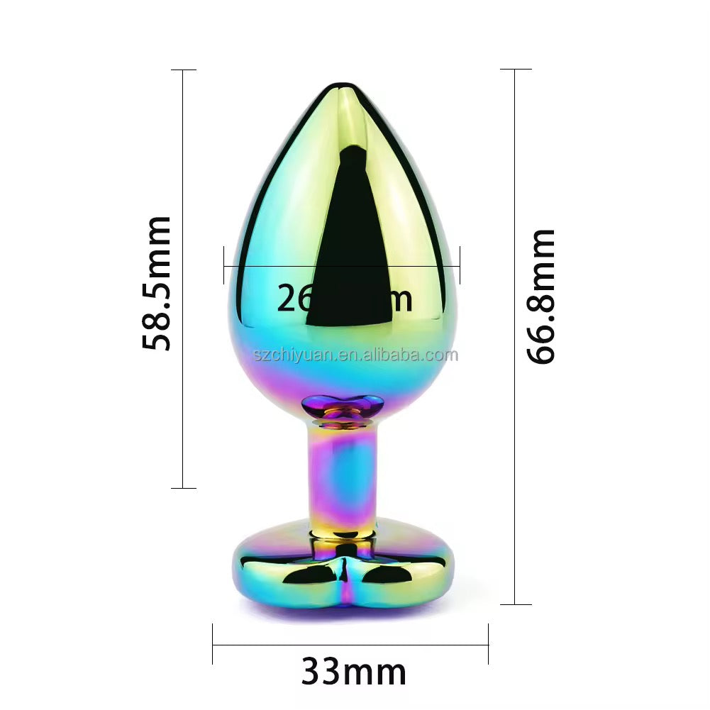 Colorful metal anal plug - heart shape