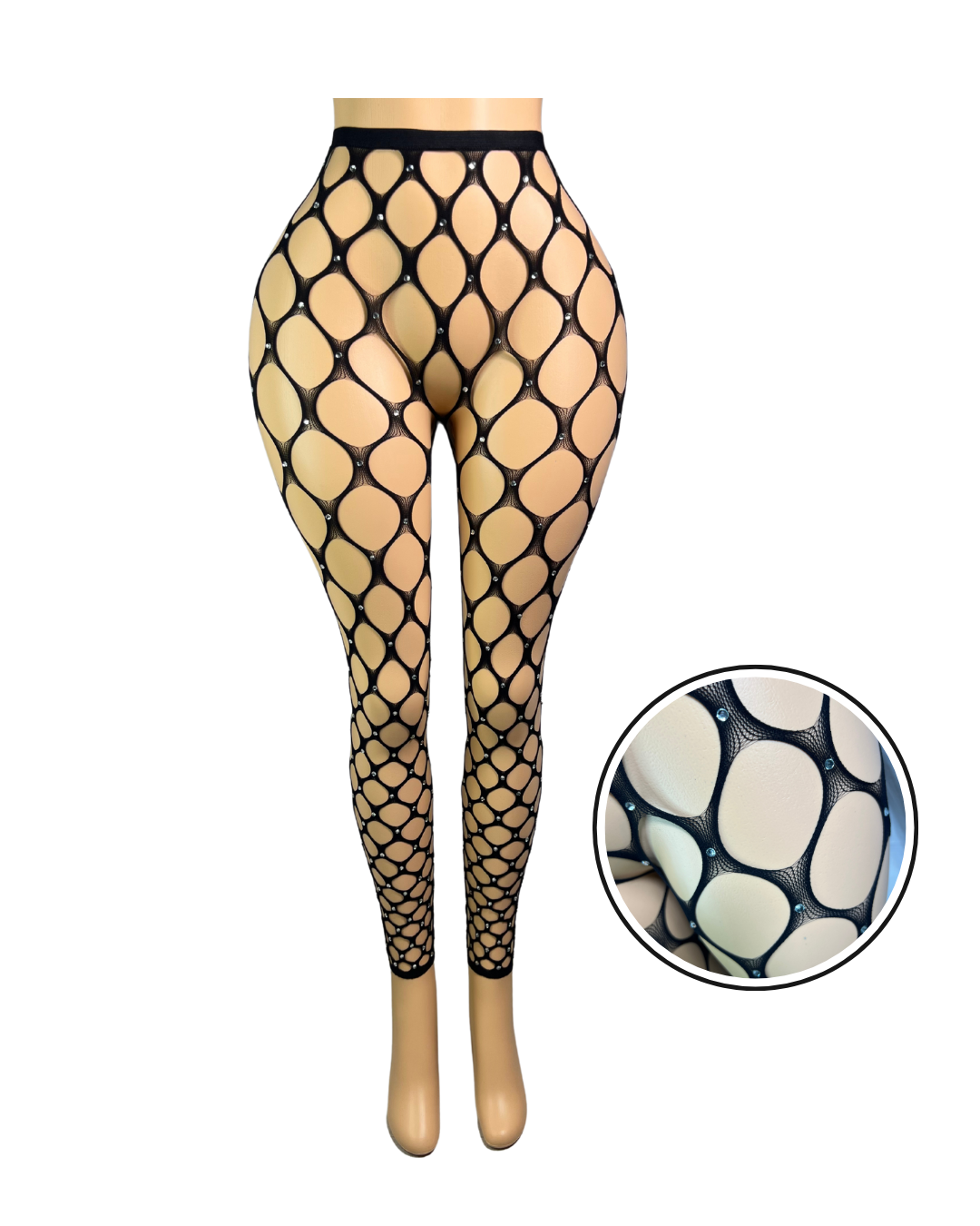 Fishnet Bighole Stockings W/Rhinestones -#004