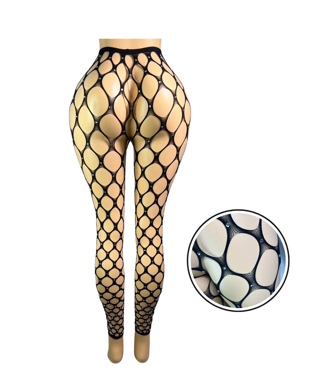 Fishnet Bighole Stockings W/Rhinestones -#004