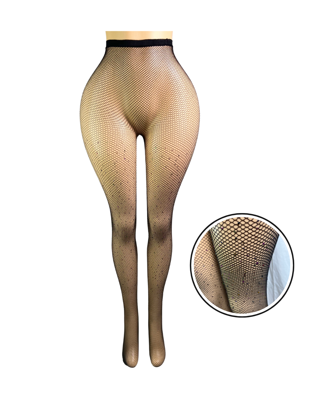 Fishnet Multi Colored Stockings W/Rhinestones -#003