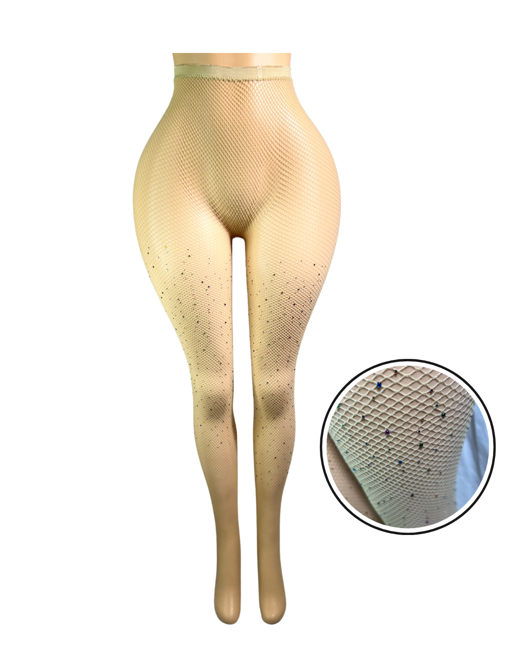 Fishnet Multi Colored Stockings W/Rhinestones -#003