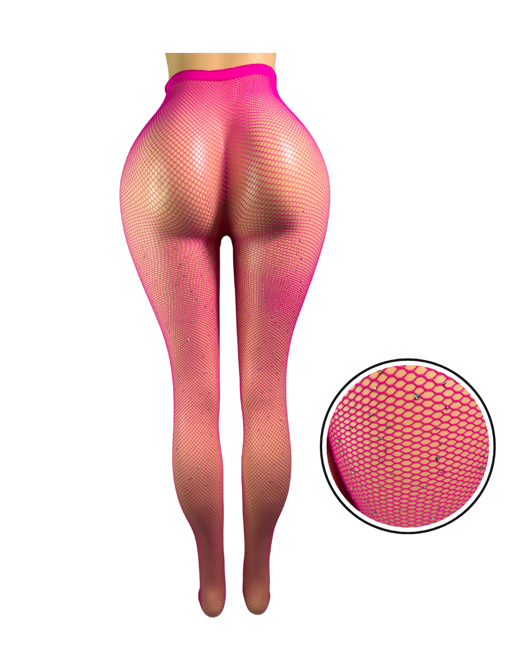 Fishnet Multi Colored Stockings W/Rhinestones -#003