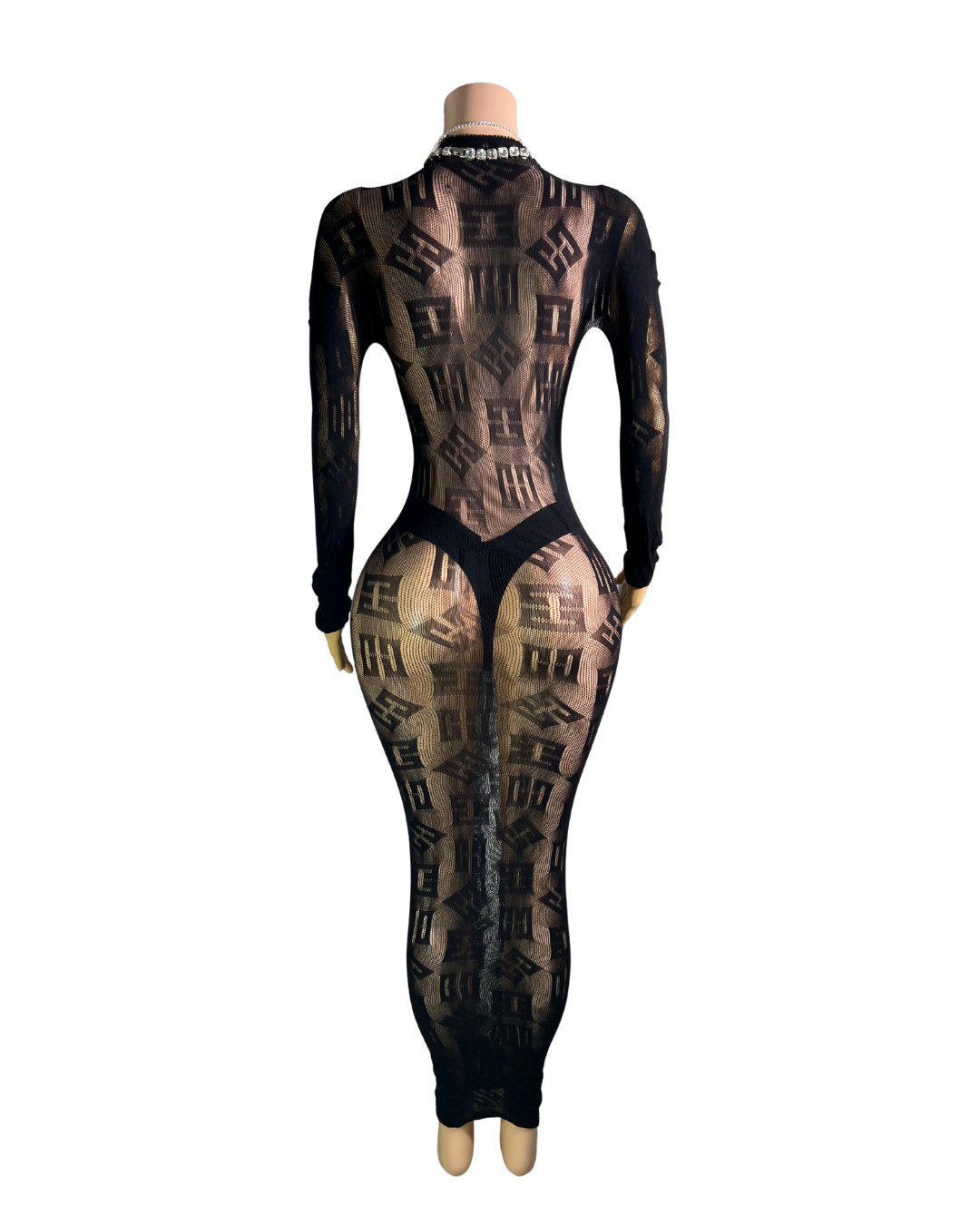 Long Sleeve Mesh Dress (LONG DRESS) -#007