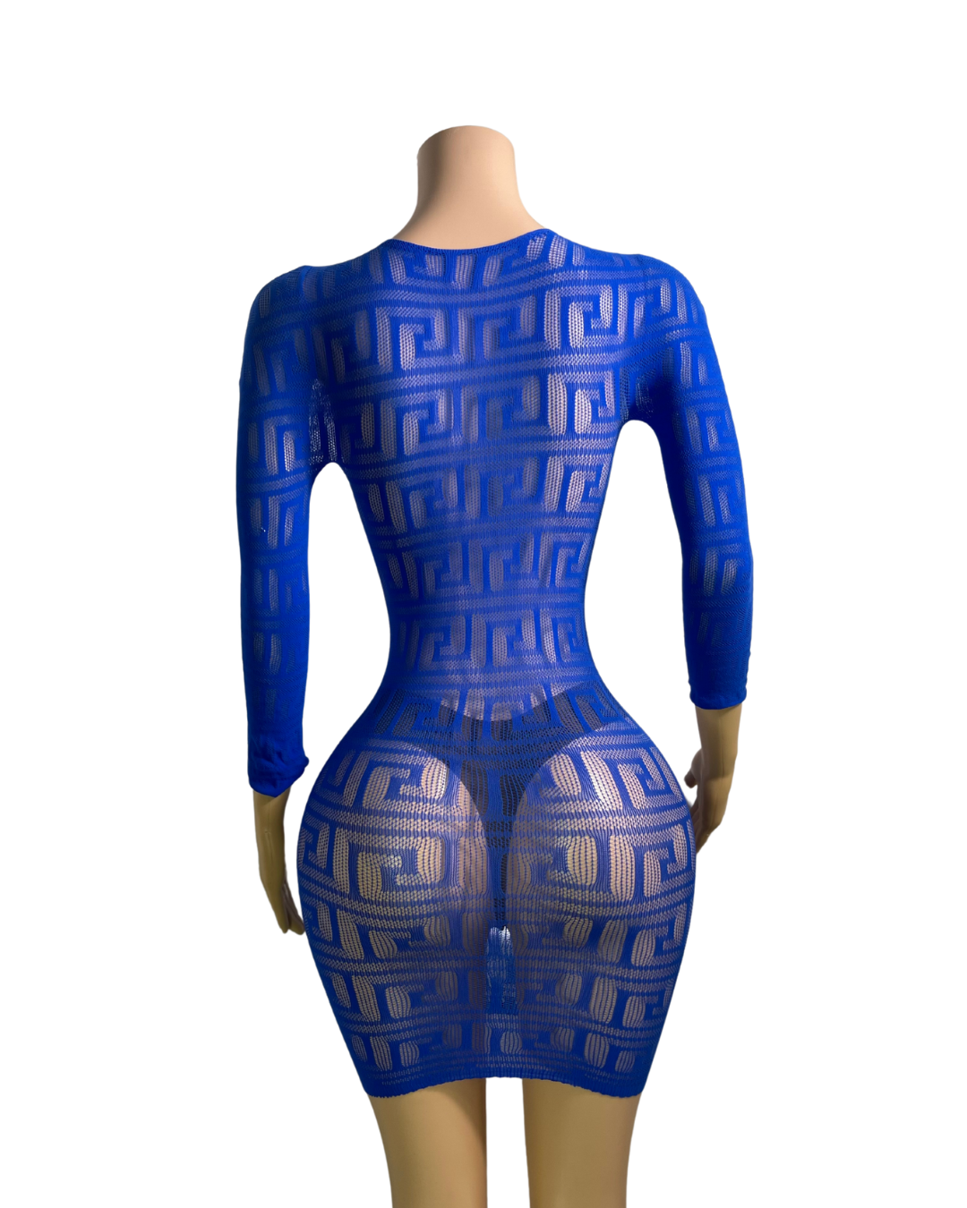 Fishnet Long Sleeve Short Dress -#006