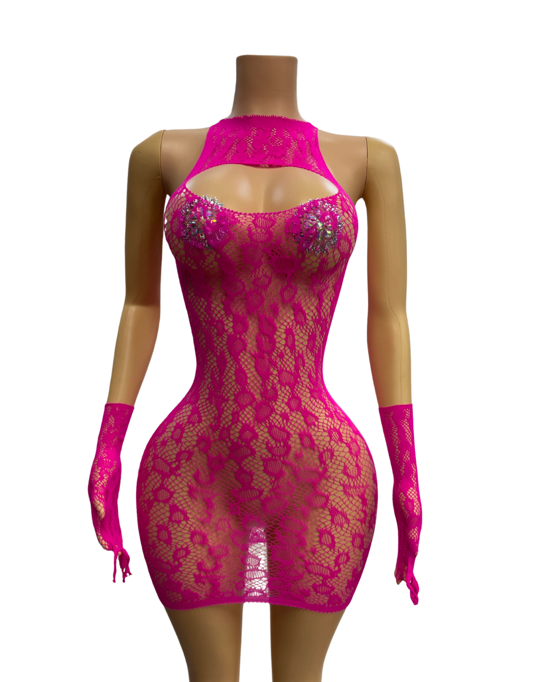 Fishnet Short Dress W/Gloves -#012