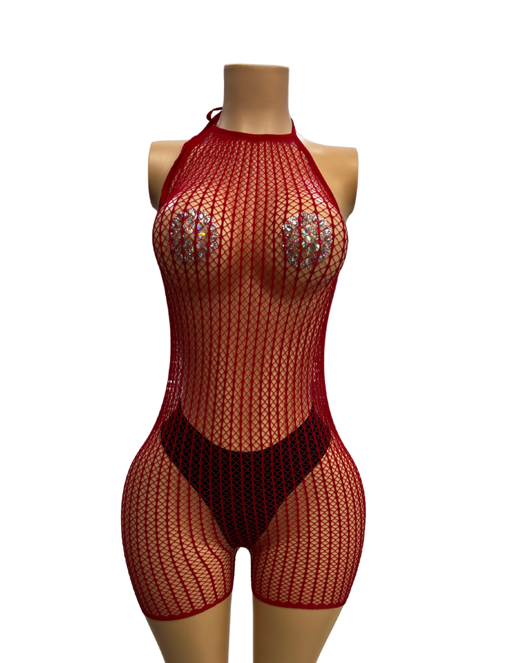 Fishnet Backtie Romper (SHORT) -#009