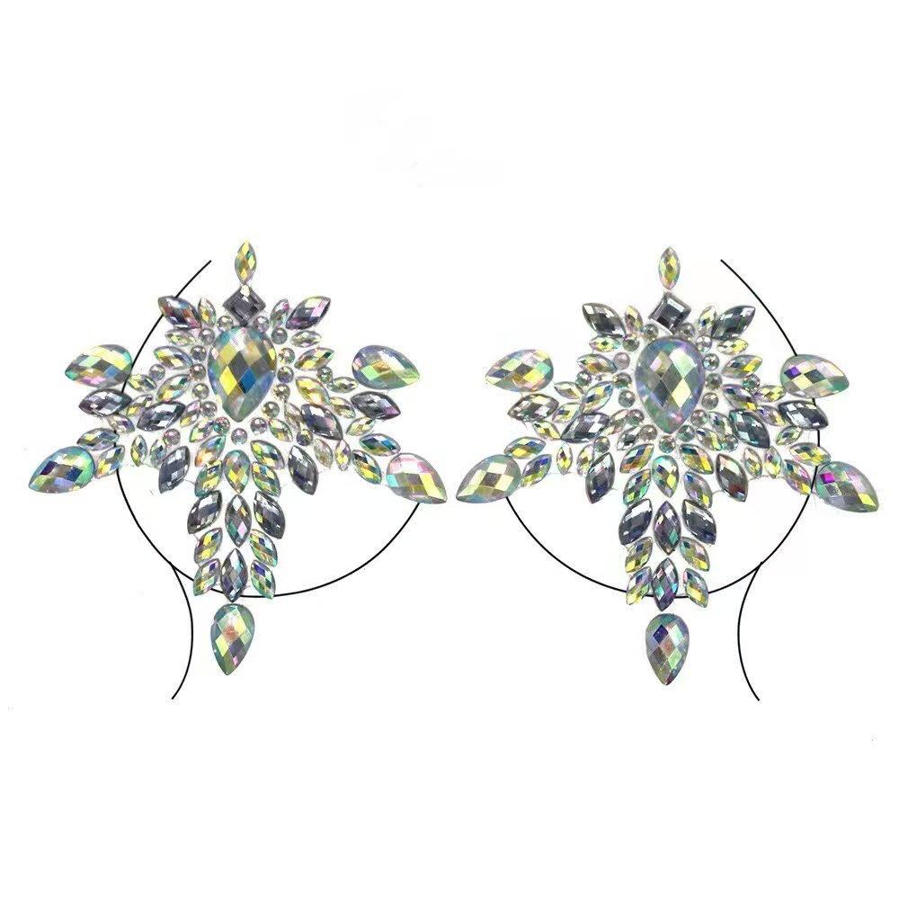 Rhinestone Nipple Covers Leaf Design 002