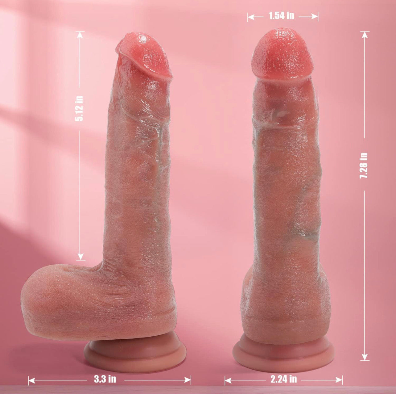 7.3” Realistic Soft Silicone Dildo With Suction Cup