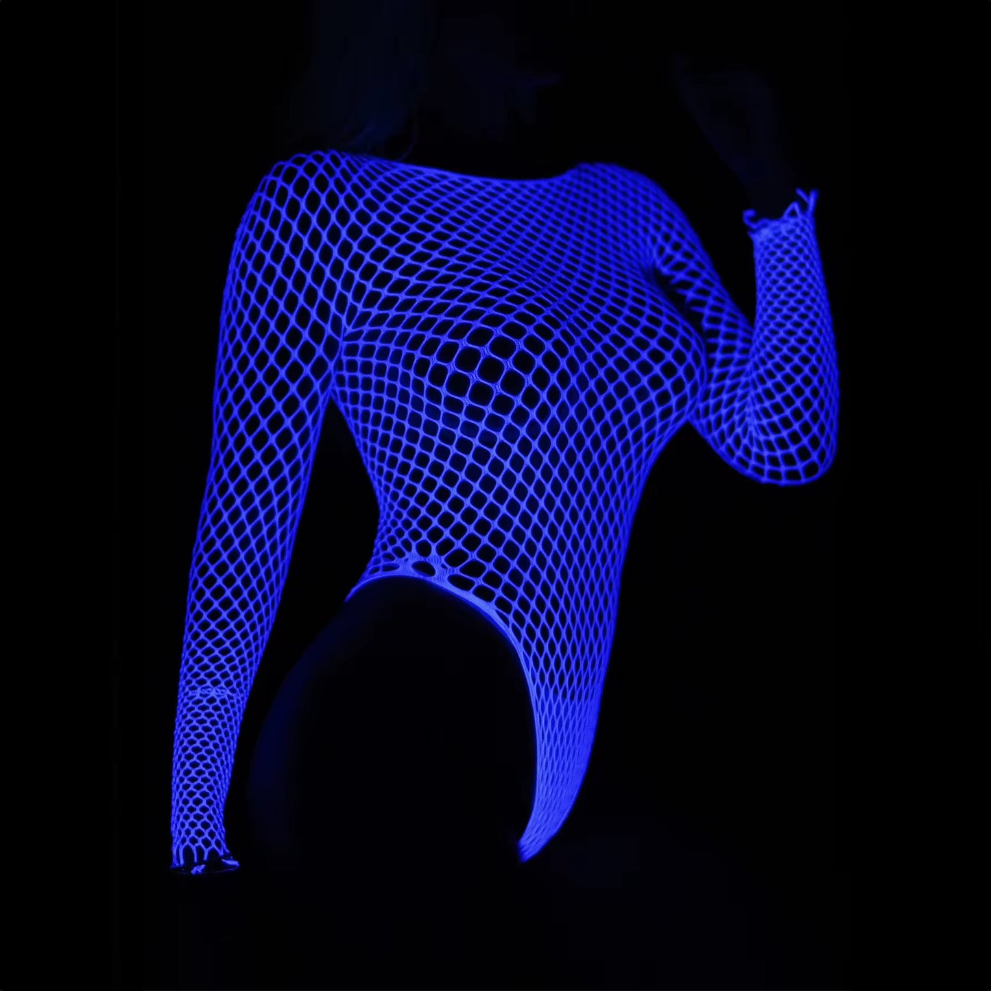 Fishnet Glow In The Dark Long Sleeve One (1) Piece