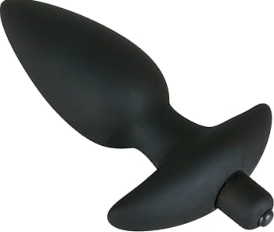 Black Silicone Butt Plug W Vibrator (Battery Operated)