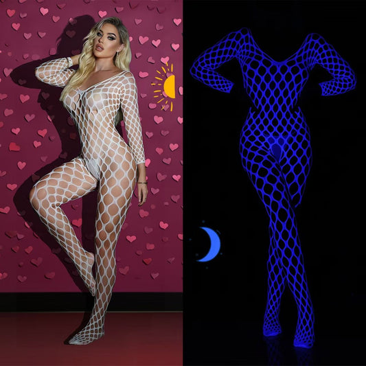 Full Fishnet Bodysuit (Glow In Dark)-#005