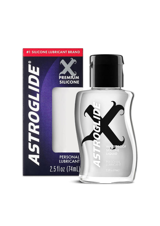 Astroglide Silicone Lube (2.5oz), X Premium Personal Lubricant, Extra Long-Lasting Silky Lube, Waterproof