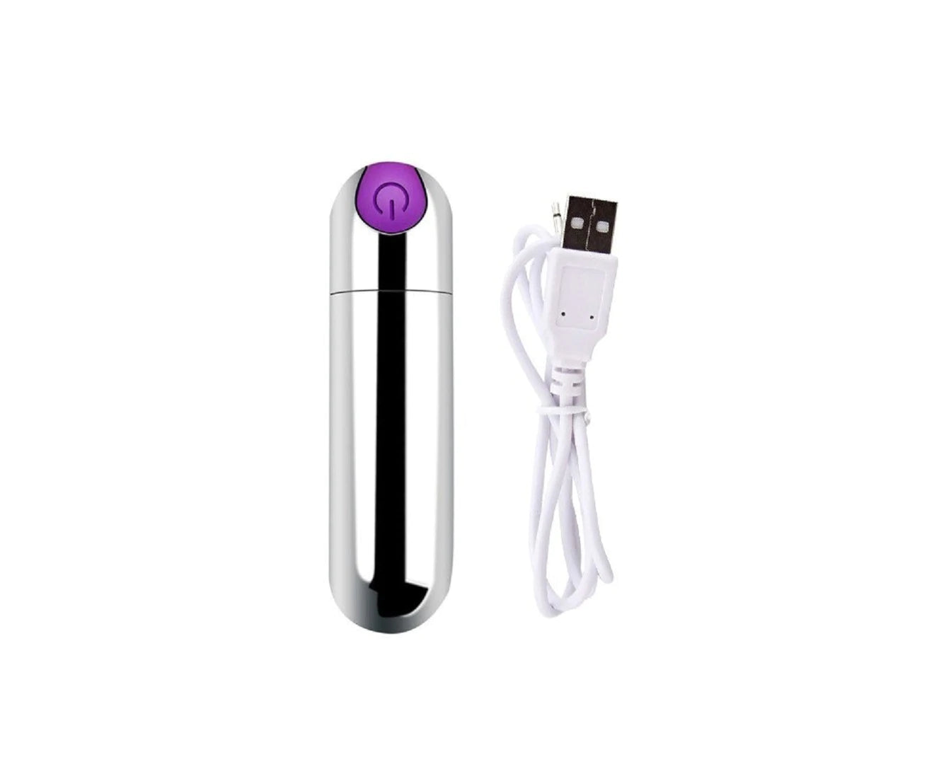 USB Rechargeable Bullet Vibrator Discreet Vibrating Massager Beginner Sex Toy Adult Powerful Silver