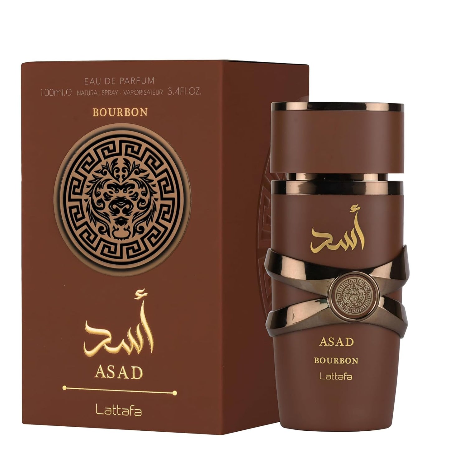 Lattafa Asad Bourbon for Unisex Eau de Parfum Spray, 3.4 Ounce / 100 ml