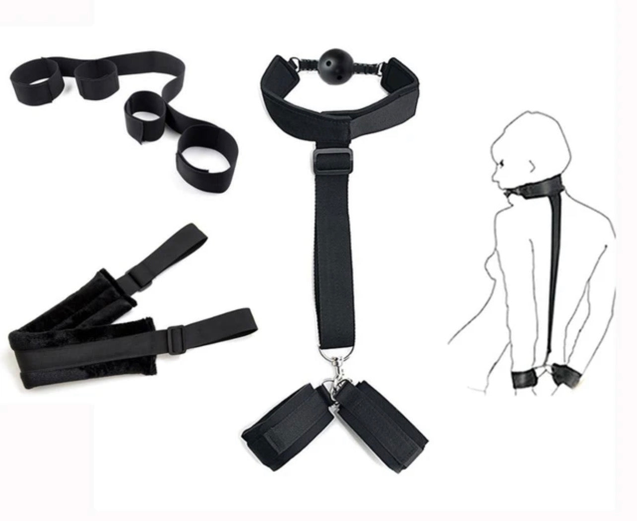 Restraint Ball Mouth Gag with Handcuffs