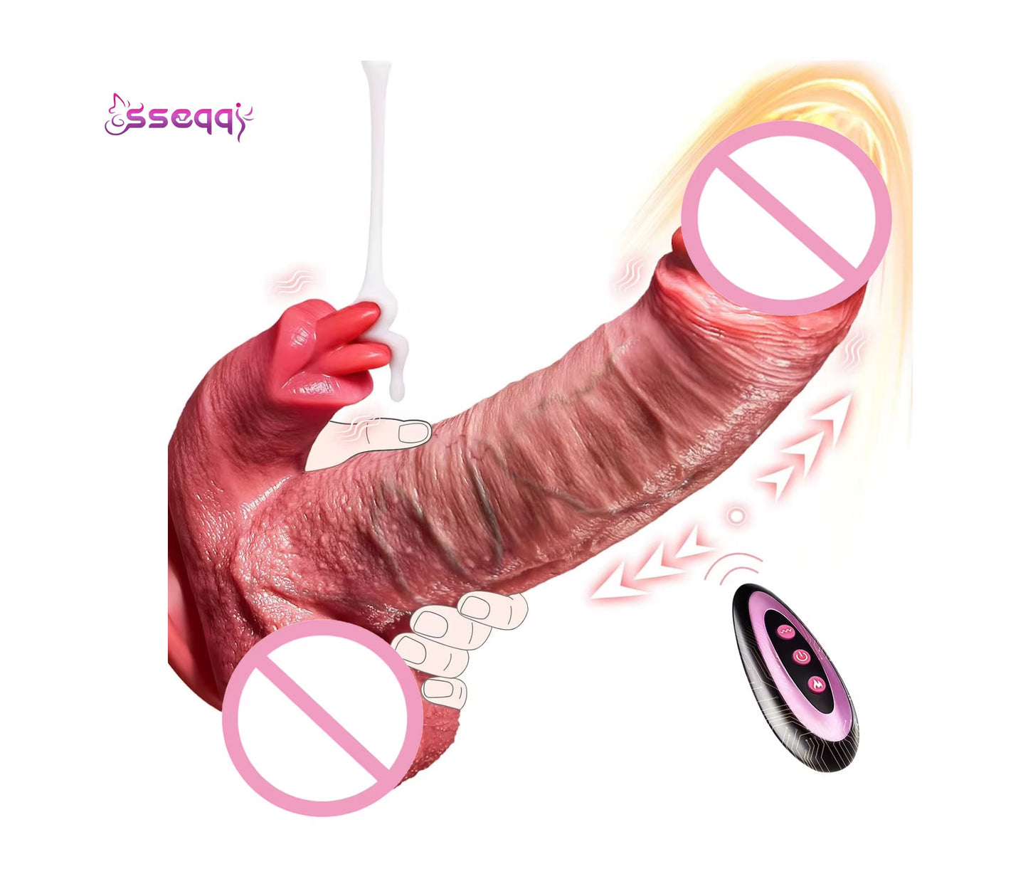 Realistic Electric Dildo W/ Tongue Masturbator (Remote Control)