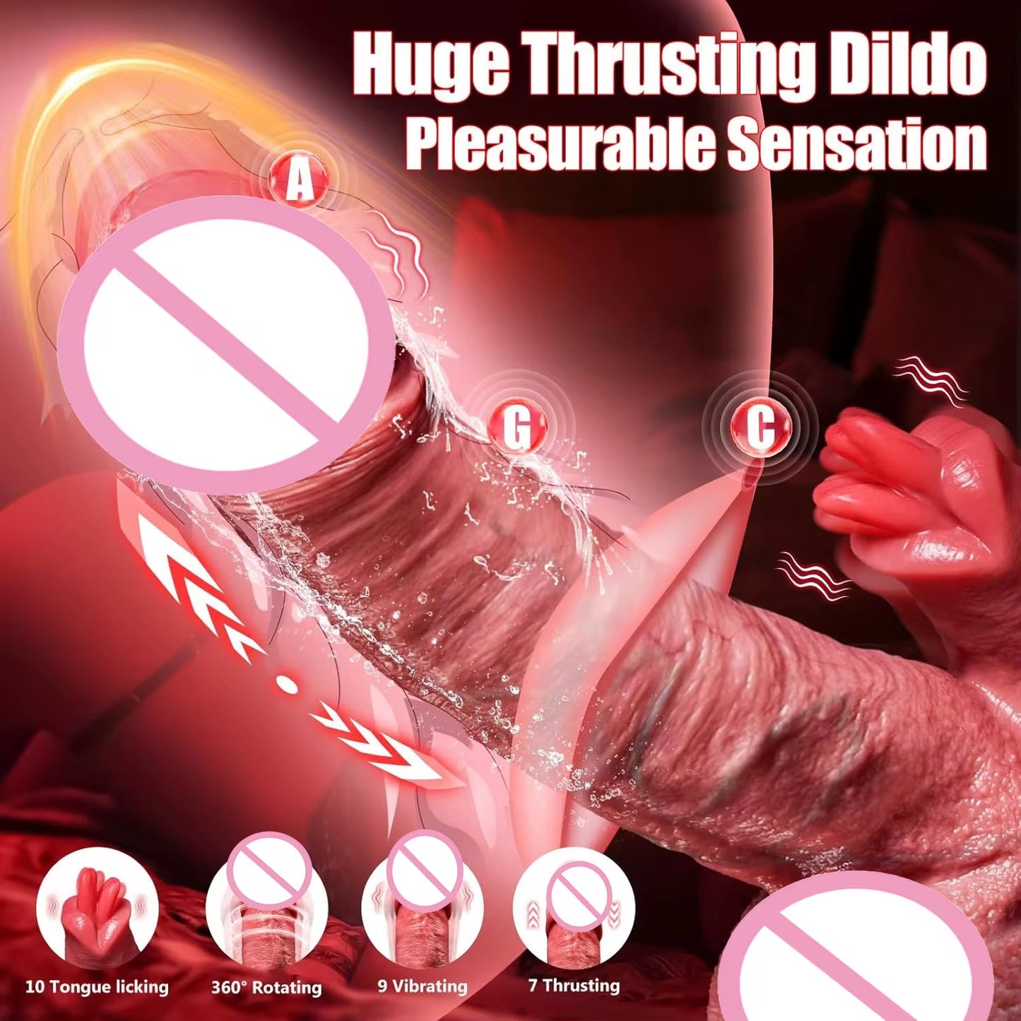 Realistic Electric Dildo W/ Tongue Masturbator (Remote Control)