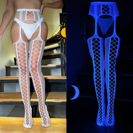 Fishnet Glow In Dark Stockings -#006
