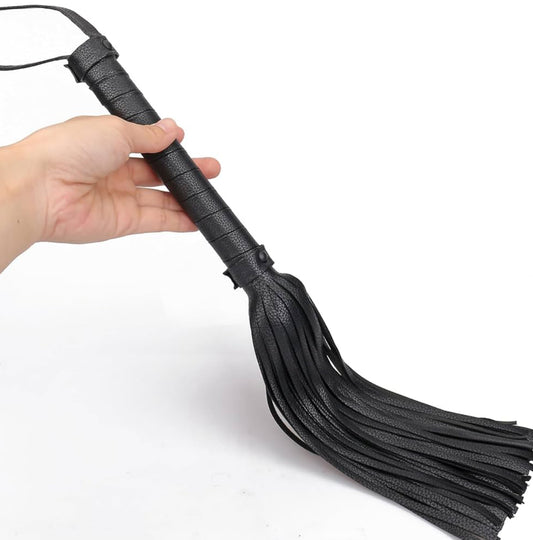 Black Leather Sex Whip Flogger - #001