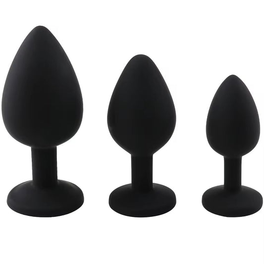 Black Silicone Butt Plug  (Set)
