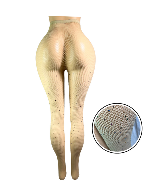 Fishnet Multi Colored Stockings W/Rhinestones -#003