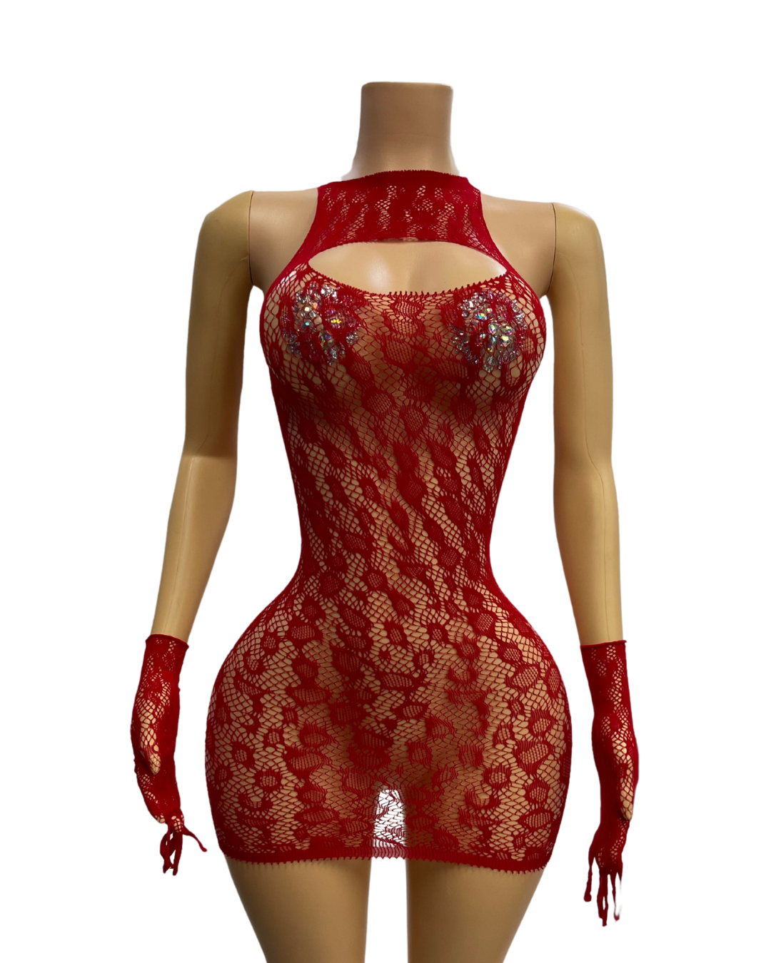 Fishnet Short Dress W/Gloves -#012
