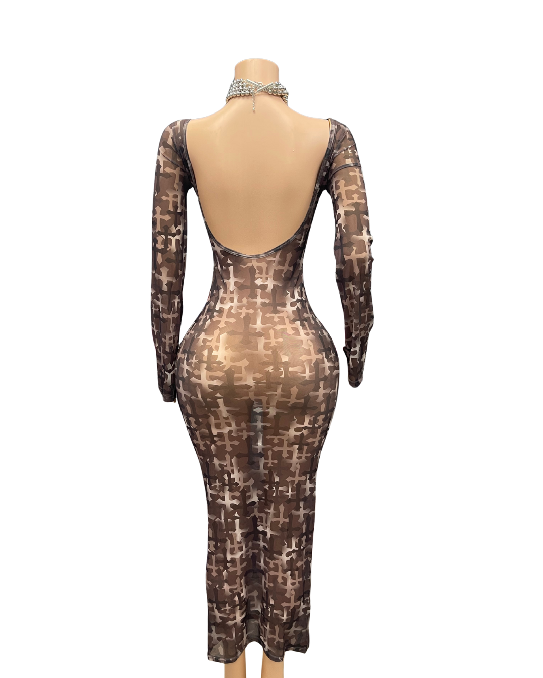 Crosses Mesh Bodycon Dress