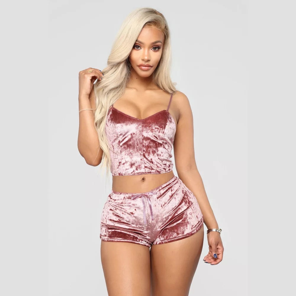 Cute Velvet Pajamas Short Sets